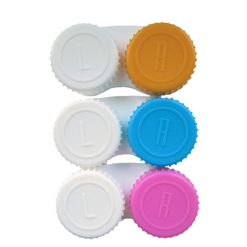 Beyond Optics Contact Lens Case - Pink/Yellow/Light Blue - 3ct