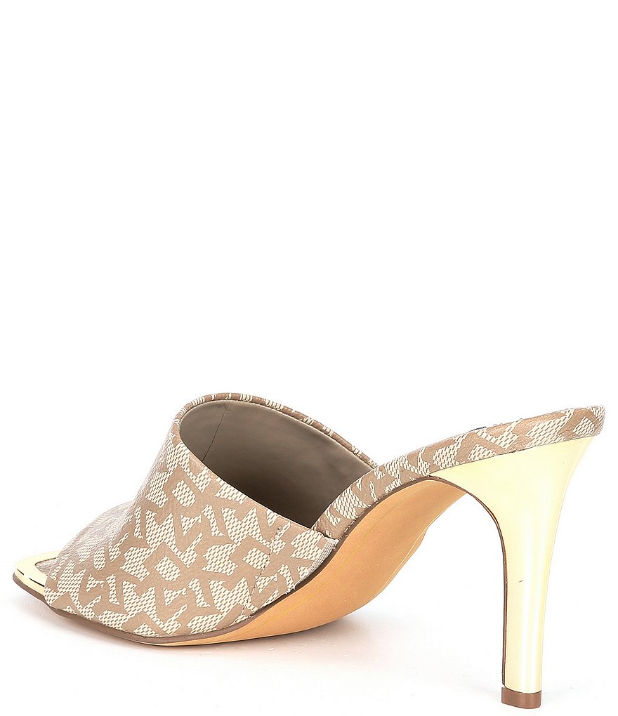 DKNY Bronx Signature Logo Print Square Toe Dress Mules