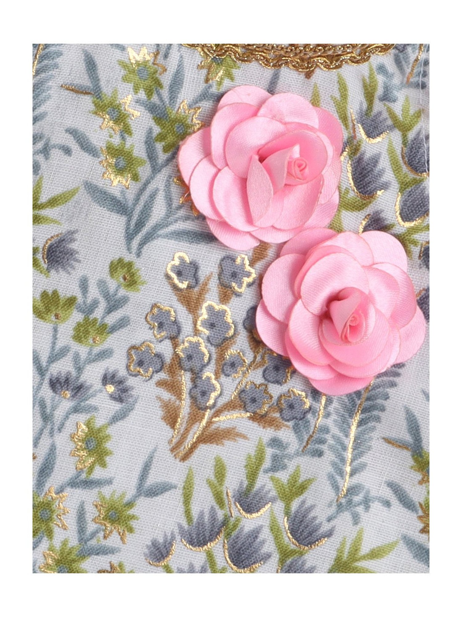 Many Frocks Kids White & Grey Embellished Top with Dhoti