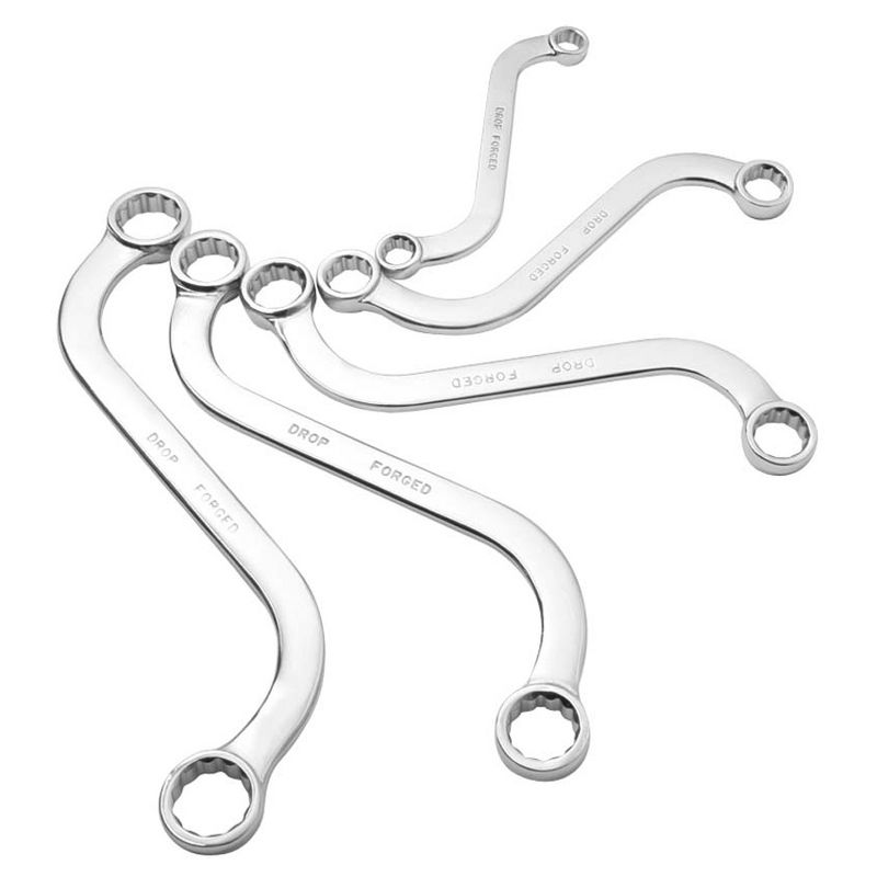 Sunex 9940M Fully Polished Metric S-Style 5 Piece Curved Wrench Set with Pouch