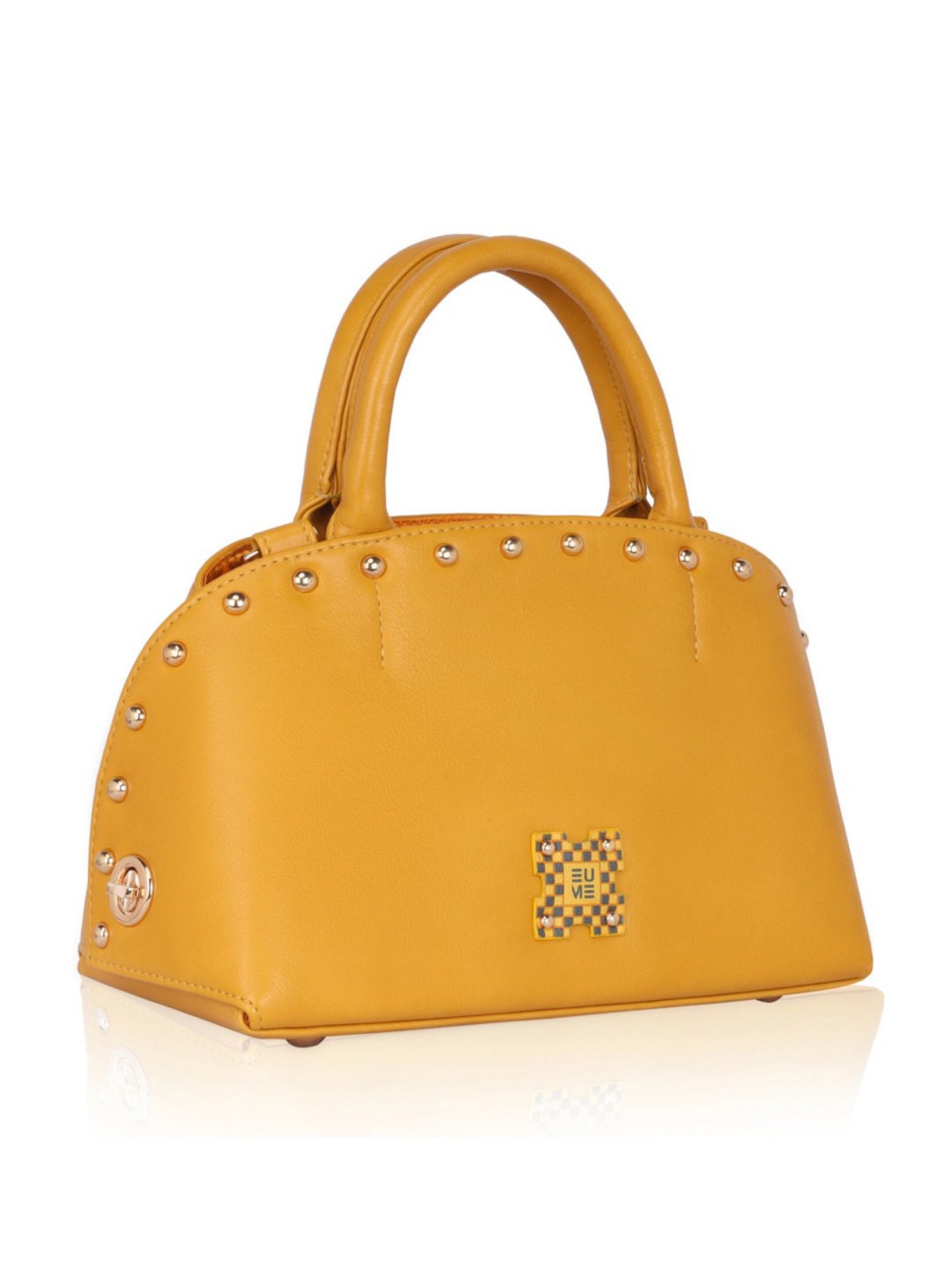 Eume Marigold Yellow Leather Satchel Handbag