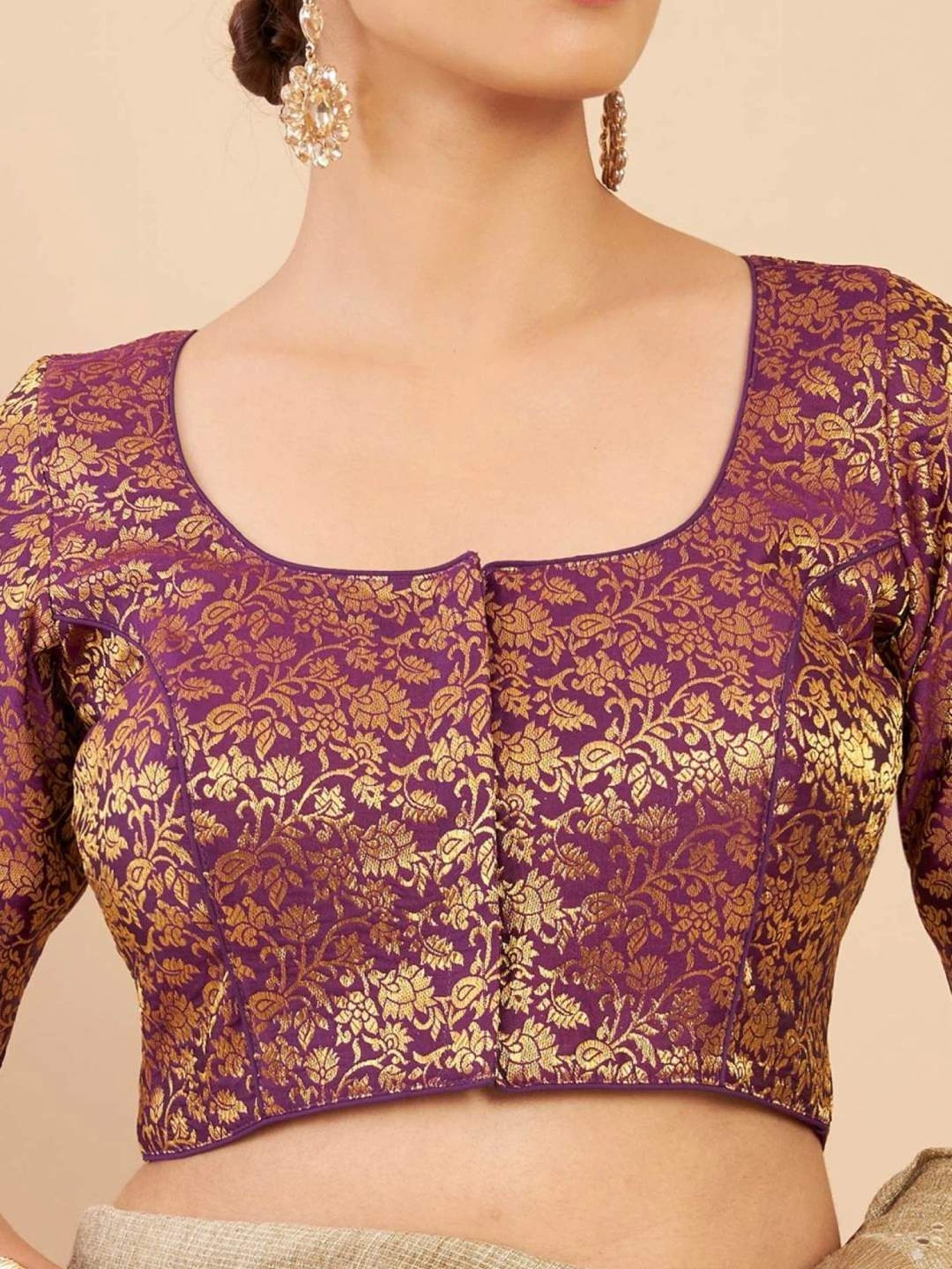 Soch Purple Woven Pattern Readymade Blouse