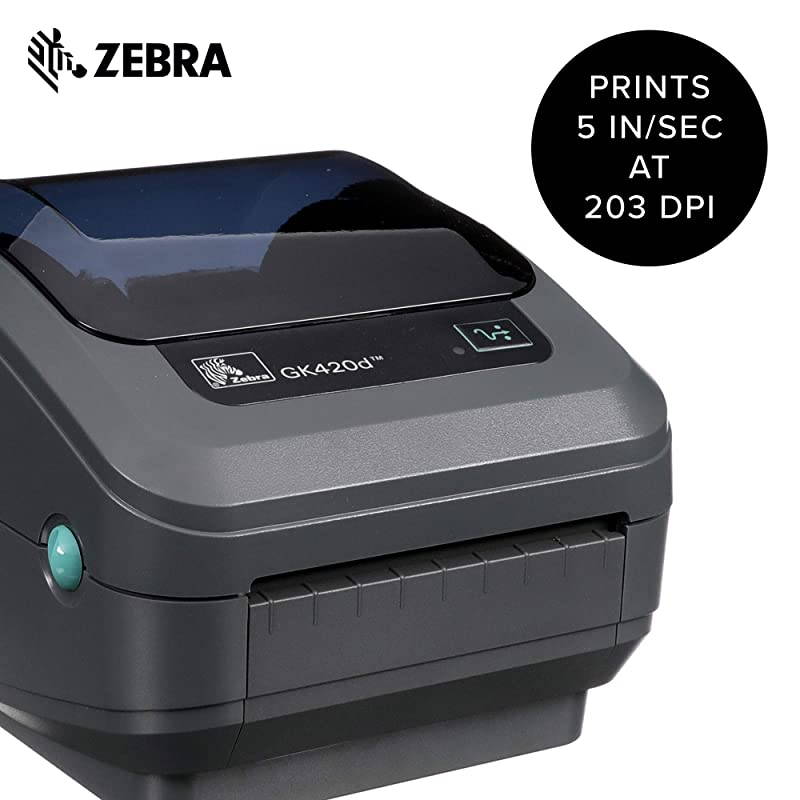 GK420d Direct Thermal Desktop Printer for Labels Receipts Barcodes Tags and Wrist Bands Print Width of 4 in USB and Ethernet Port Connectivity Renewed
