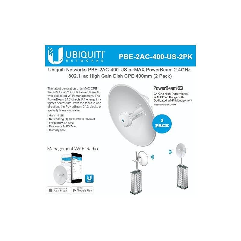 AC PBE2AC400US airMAX 24GHz 80211ac High Gain Dish CPE 400m 2Pack
