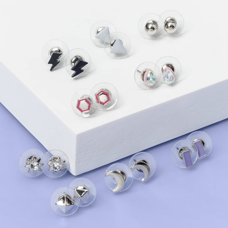 Girls' 9pk Stars and Triangle Earrings - More Than Magic™