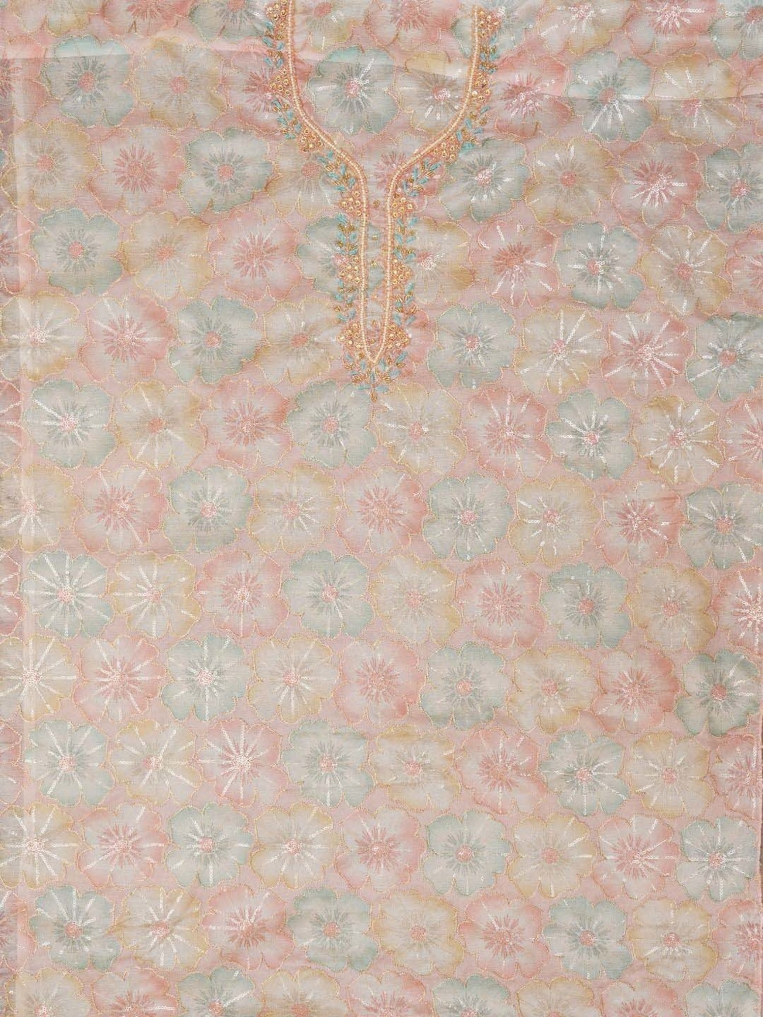 Jaipur Kurti Pink Embroidered Unstitched Dress Material