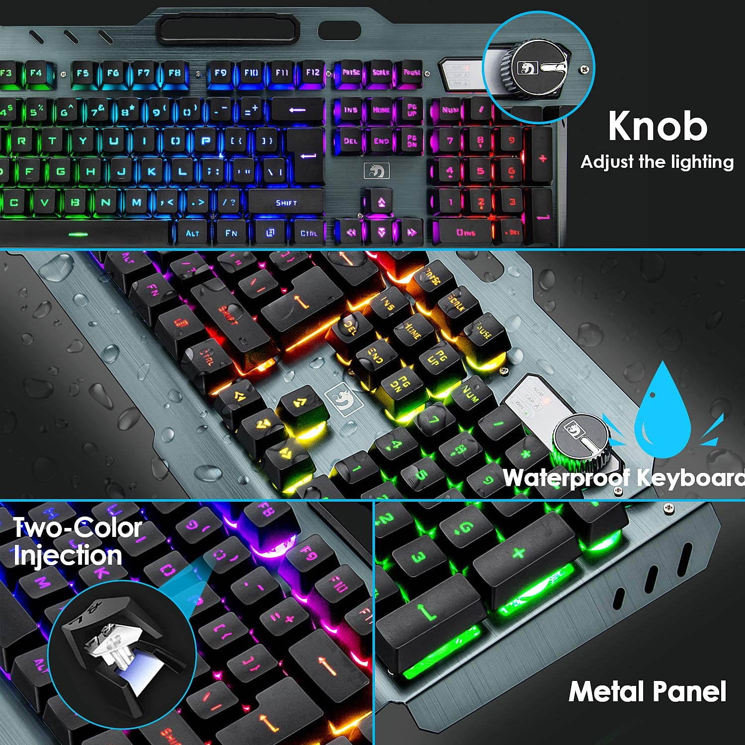 Wireless Gaming Keyboard and Mouse,Rechargeable16 Kinds RGB LED Backlit  Keyboard Mouse with 4800mAh Battery Metal Panel,Mechanical Feel and Gaming Mute Mouse for Computer Gamers