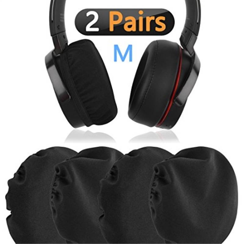 Stretchable Fabric Headphone Covers / Washable Sanitary Earcup Earpad Covers Fits 3.14" - 5.11" (8cm - 13cm) Headset 4 pcs (2 Pairs) Black