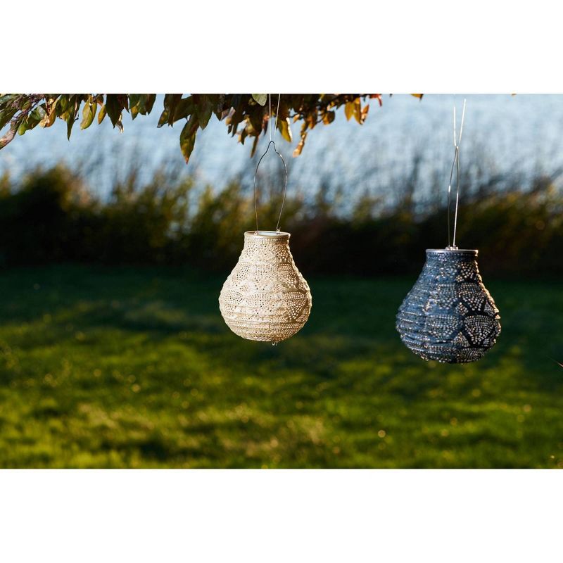 Allsop 8" x 6.5" Soji Stella Bulb Solar Outdoor Lantern Pearl