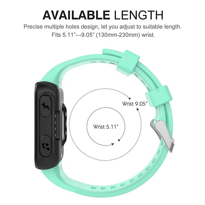 Garmin Forerunner 35 Watch Band Soft Silicone Replacement Watch Band Sport Bracelet Strap with 6pcs Screws and 2pcs Screwdrivers for Garmin Forerunner 35 GPS Running Smart Watch Mint Green