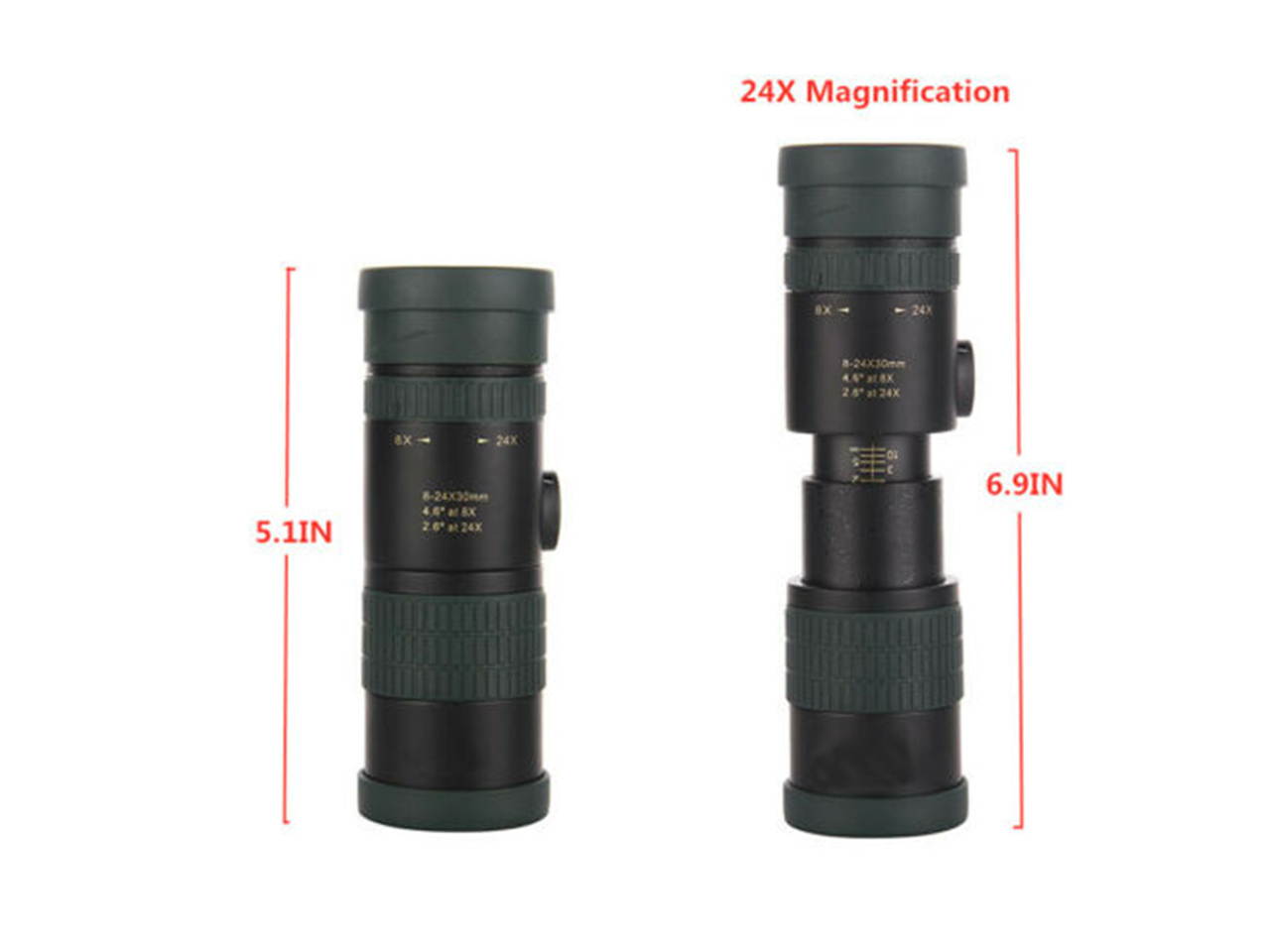 8-24X30mm HD Zoom Super Telephoto Monocular Telescope W/ Tripod & Clip Kit