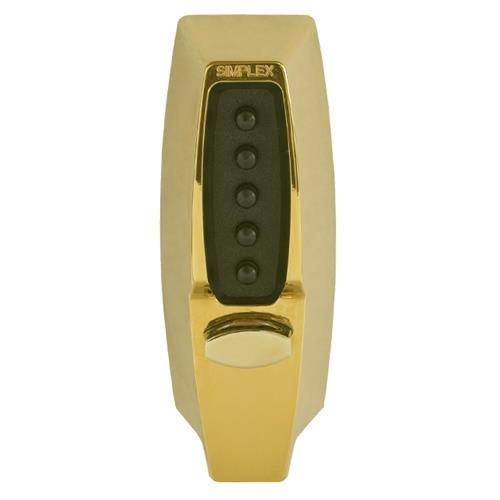 Simplex 7108-03 Bright Brass Mechanical Pushbutton Combination Lock With Tubular Deadbolt And 2-3/8" Backset (NO KEY)