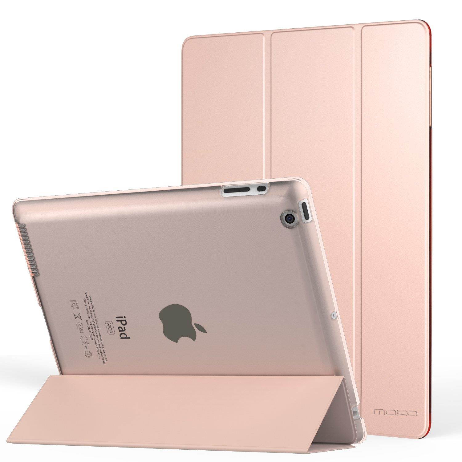 MoKo Case for iPad 2/3 / 4 - Ultra Lightweight Slim Smart Shell Stand Cover with Translucent Frosted Back Protector for iPad 2 / The New iPad 3 (3rd Gen) / iPad 4, Rose Gold (with Auto Wake/Sleep)