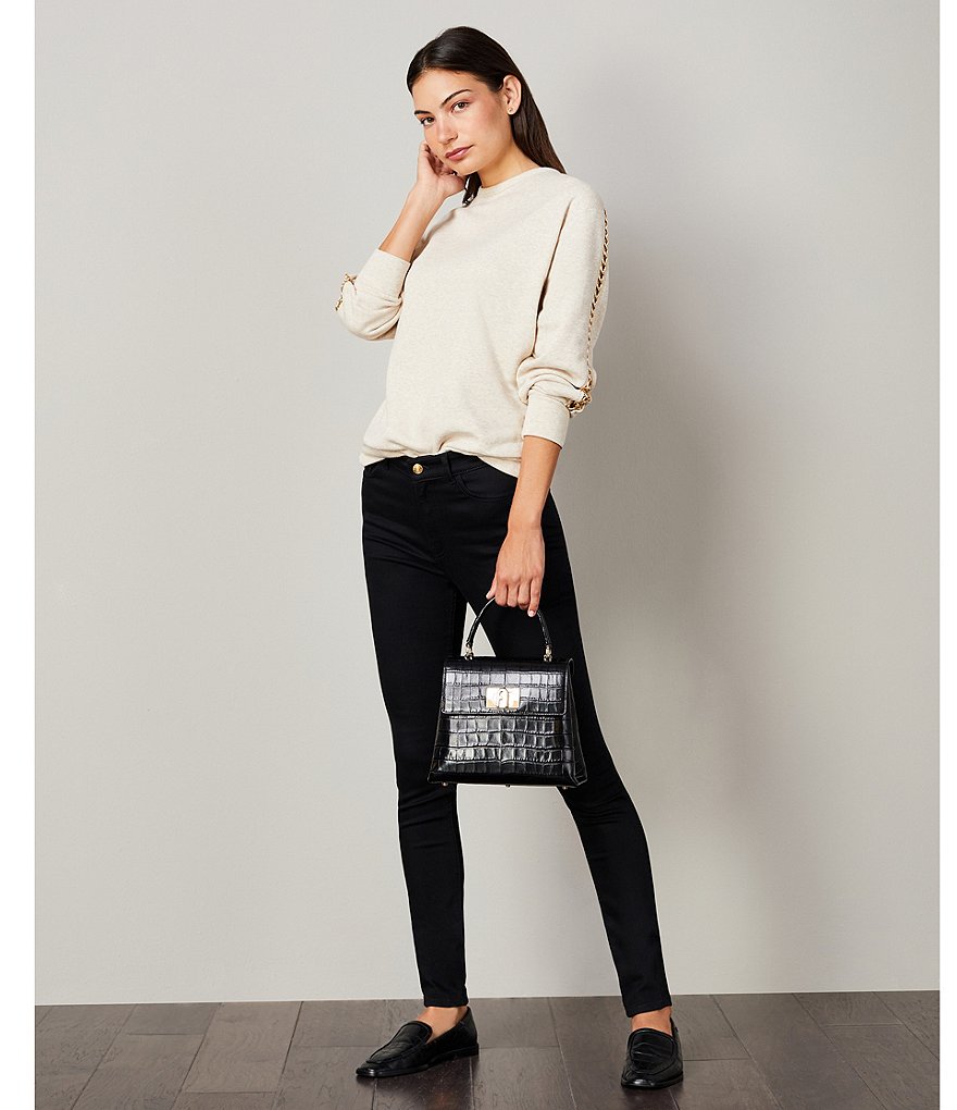 Schutz Hada Croco Print Leather Loafers