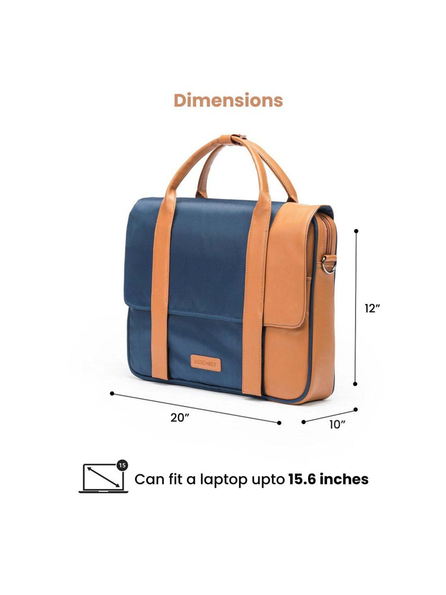 Assembly Blue Medium Laptop Messenger Bag with USB Charging Port