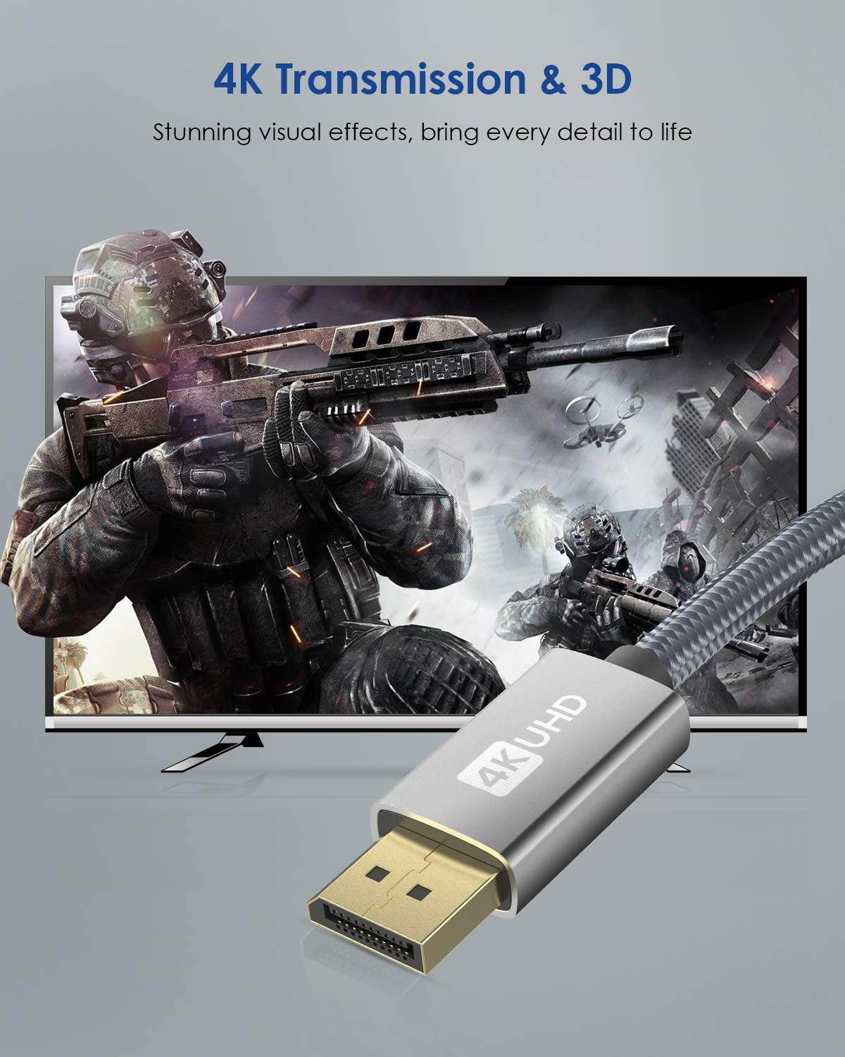 DisplayPort Cable 10ft Silkland DP Cable 3M [4K@60Hz 2K@165Hz] Braided Display Port 1.2 Cable 2K@144Hz High Speed DisplayPort Cable 4K Compatible for PC Laptop Gaming Graphics Card