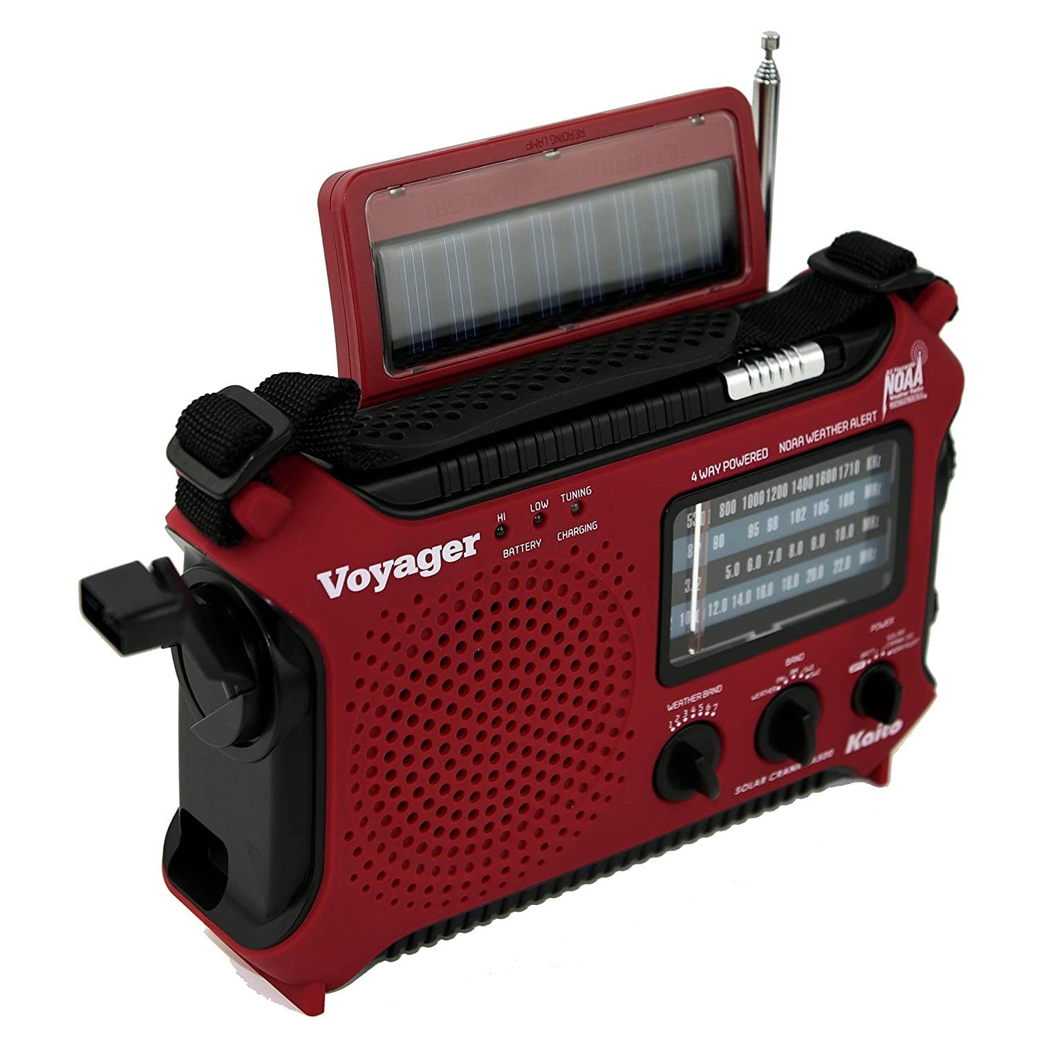 Kaito KA500RED 5-Way Powered Emergency AM/FM/SW Weather Alert Radio, Red