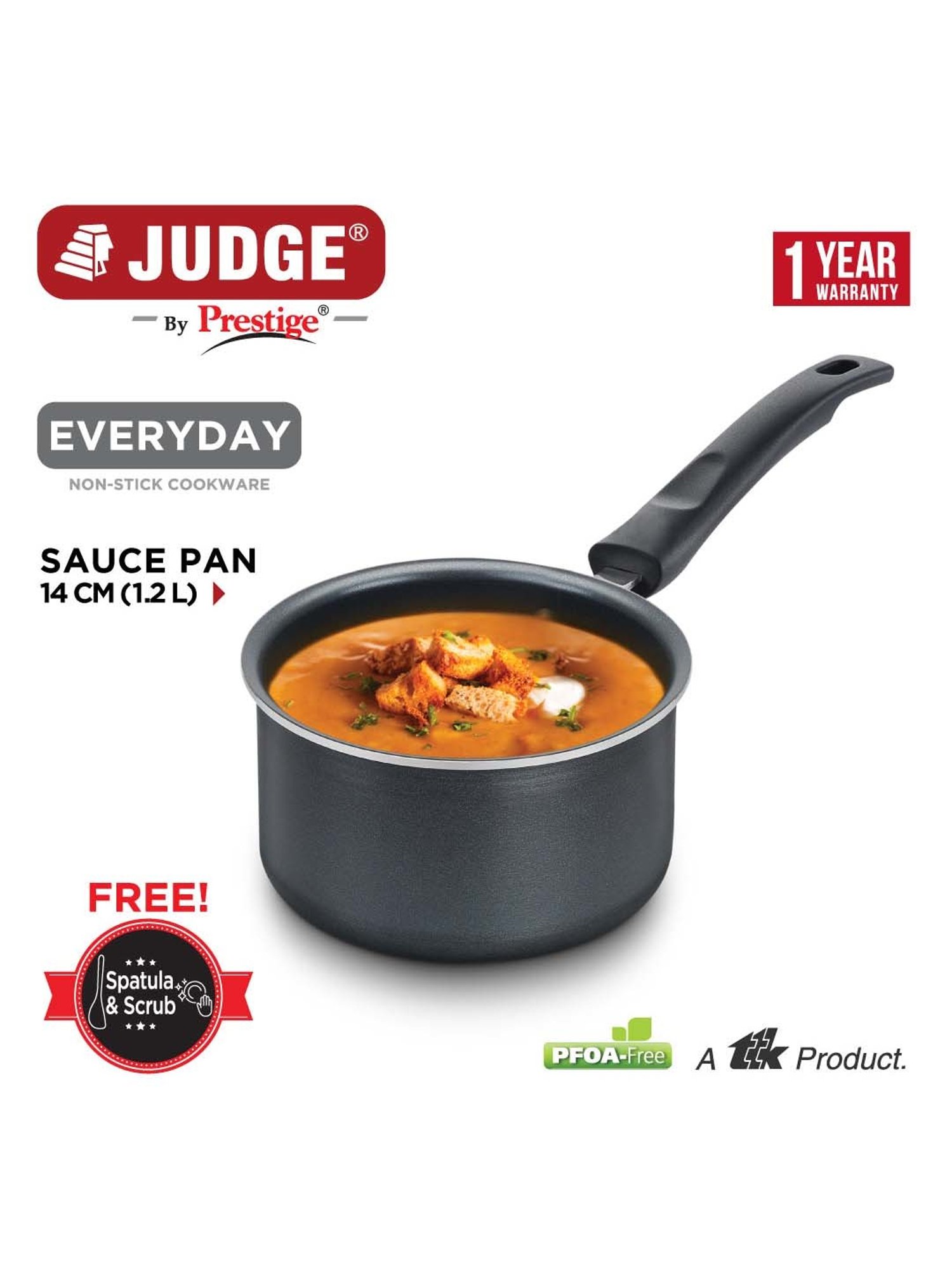 JUDGE Everyday Black Aluminium 16 cm Sauce Pan (1.6 L)
