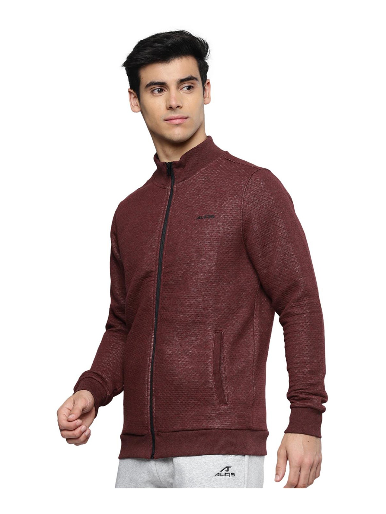 ALCIS Maroon Mock Collar Sweatshirt