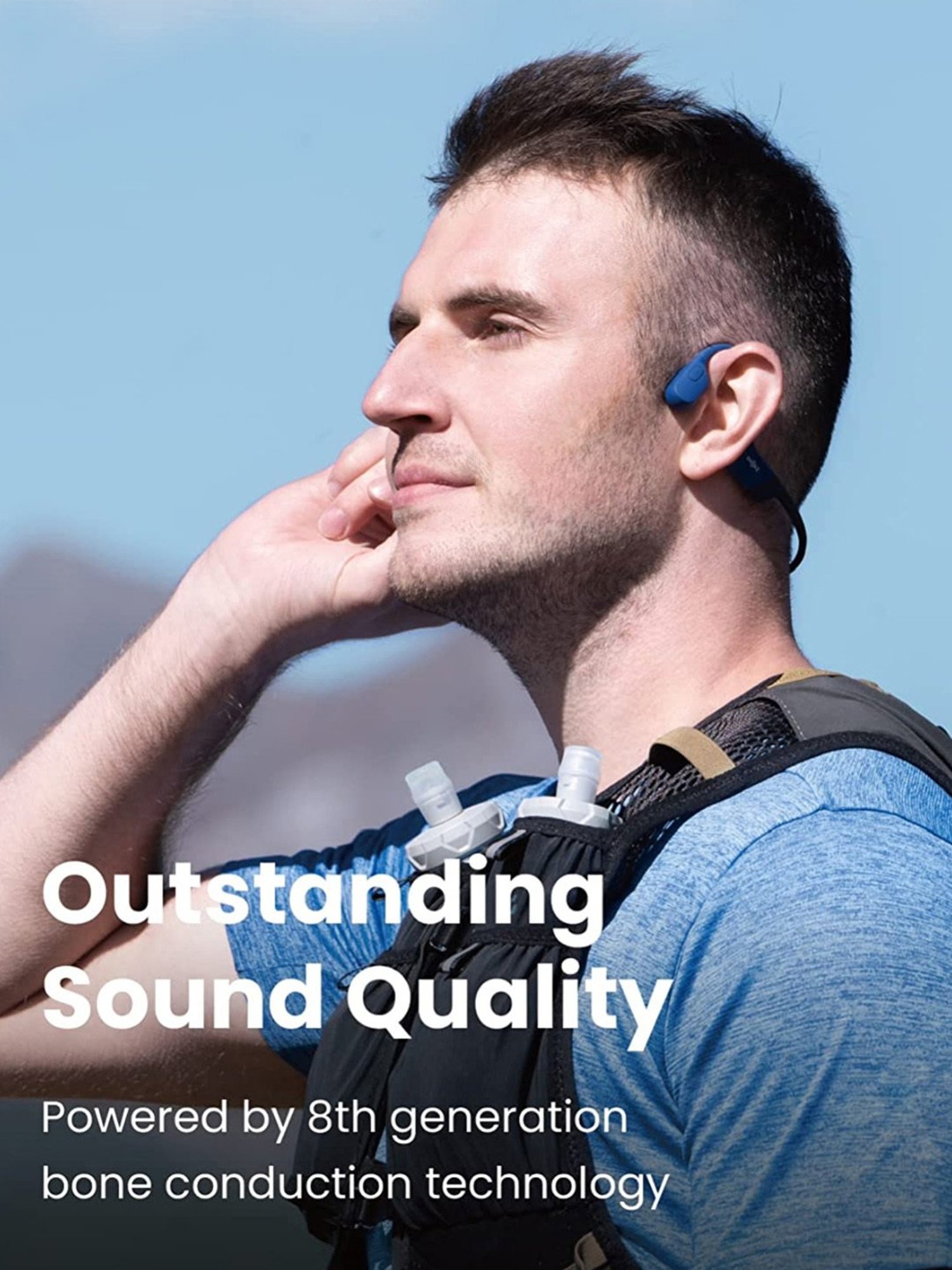 Shokz OpenRun Open-Ear Bone Conduction Sport Headphone (Blue)