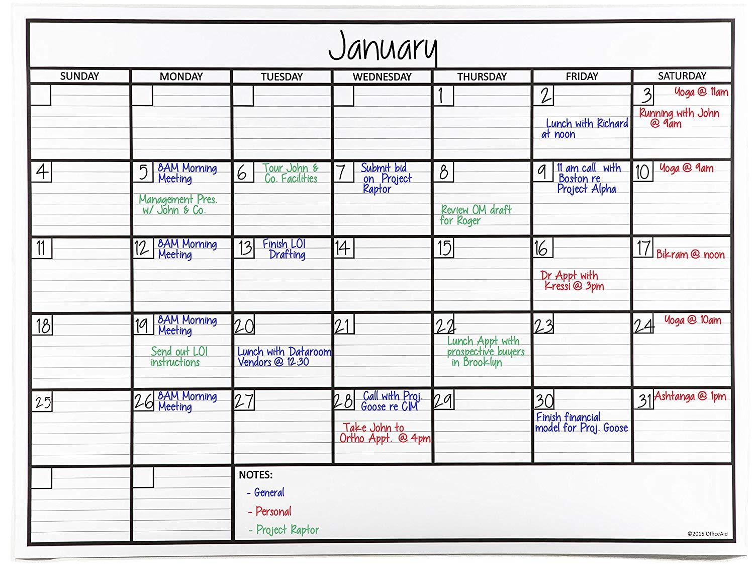 OfficeAid Large Laminated Dry Erase Wall Calendar (Medium (24" 36"))