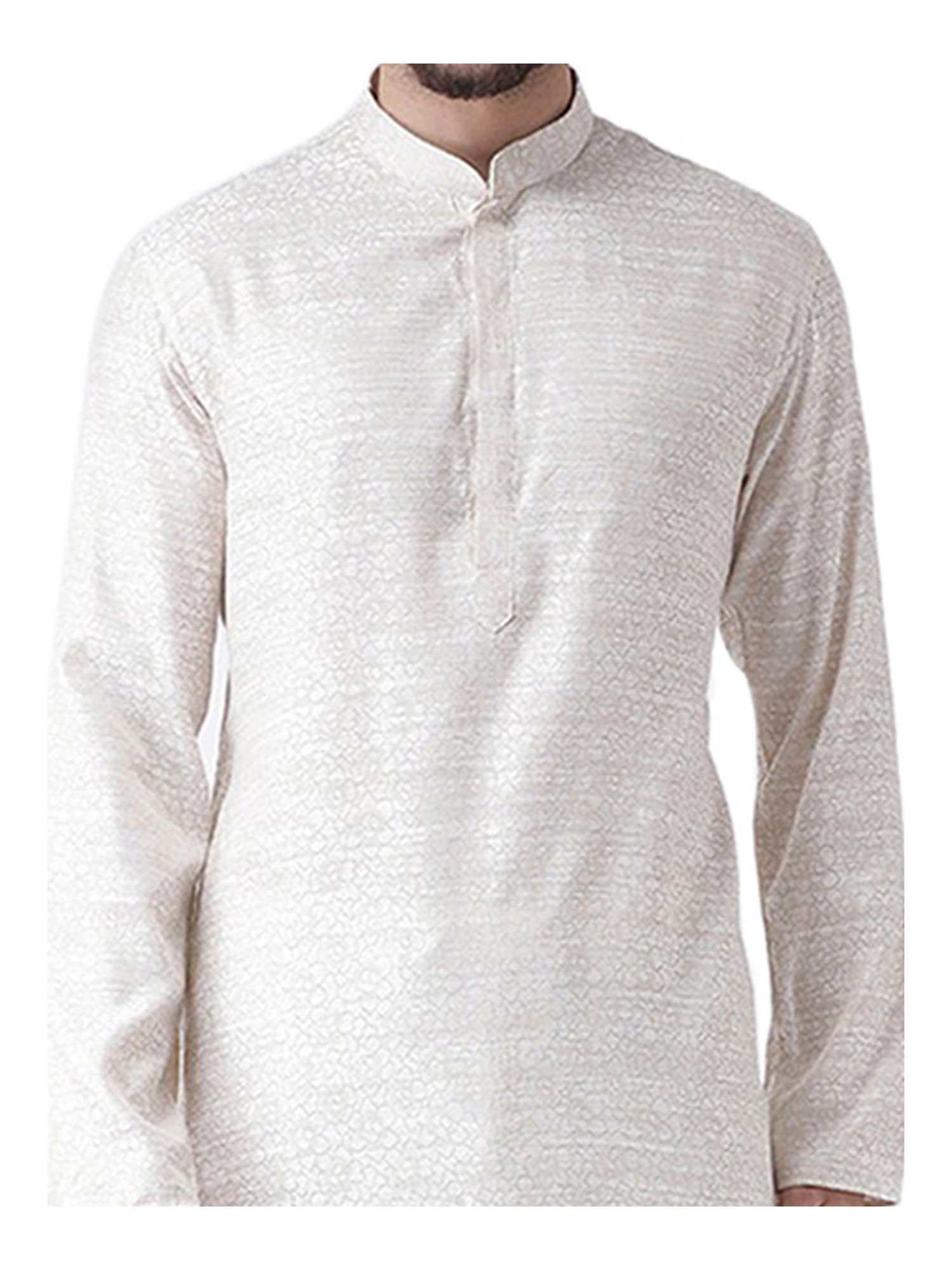 TABARD White Mandarin Collar Kurta