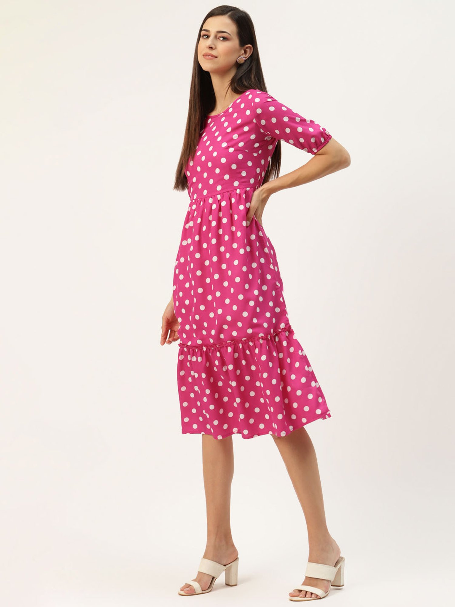 BRINNS Pink Printed Midi A Line Dress