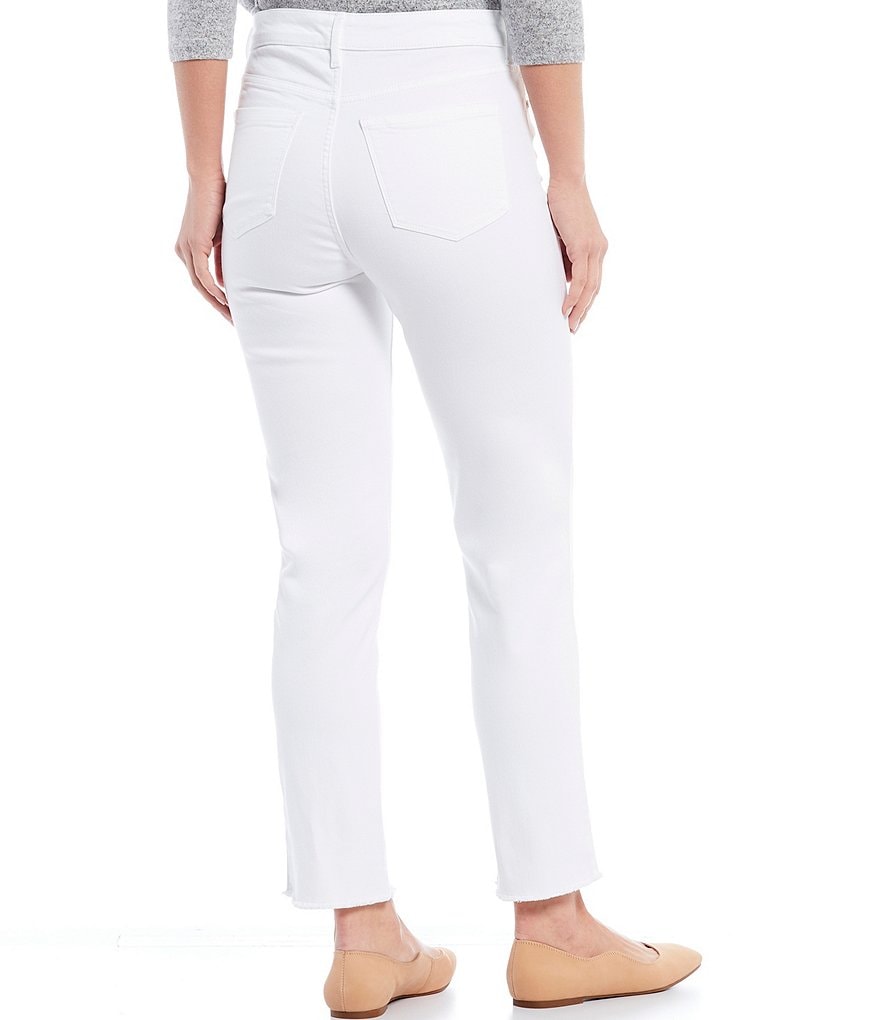 Code Bleu High Rise Straight Leg Frey Hem Ankle Jeans