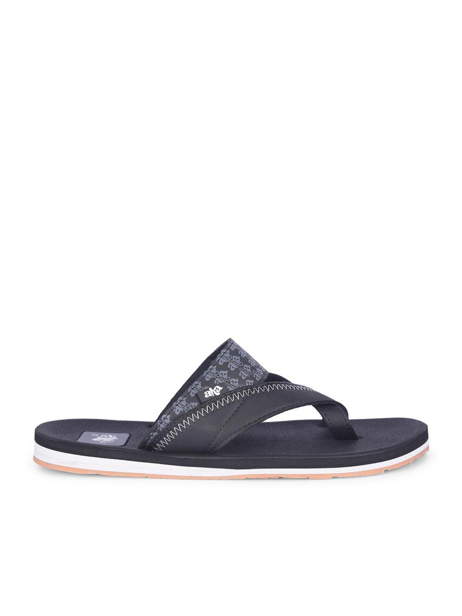 Aha by Liberty Men's Black Cross Strap Sandals
