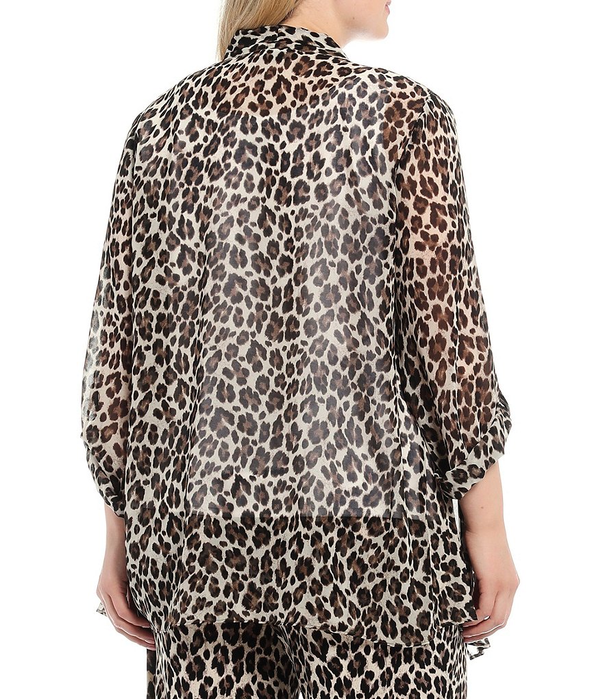 Investments Plus Size Soft Separates Long Sleeve Lush Leopard Print Open-Front Jacket