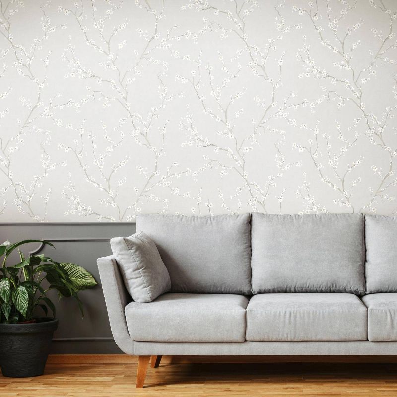 RoomMates Cherry Blossom Peel and Stick Wallpaper Neutral