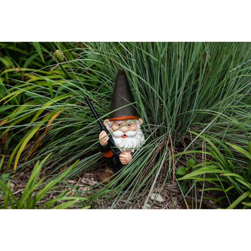 13.39" Resin Hunting Harry Garden Gnome Brown- Exhart