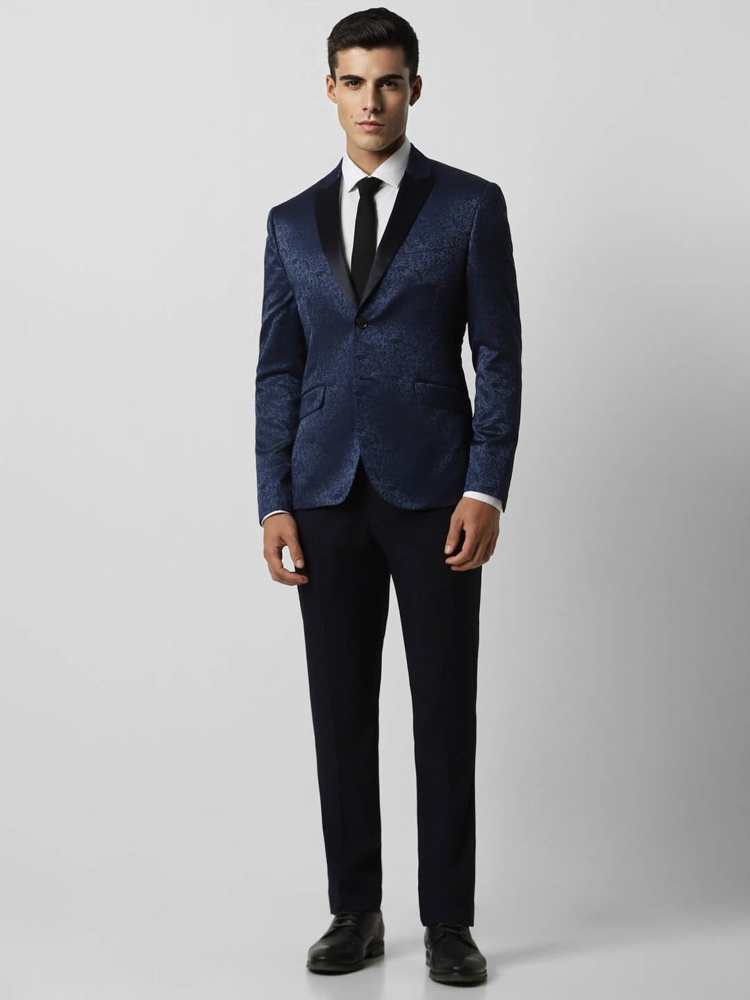 V Dot Navy Skinny Fit Two Piece Suit