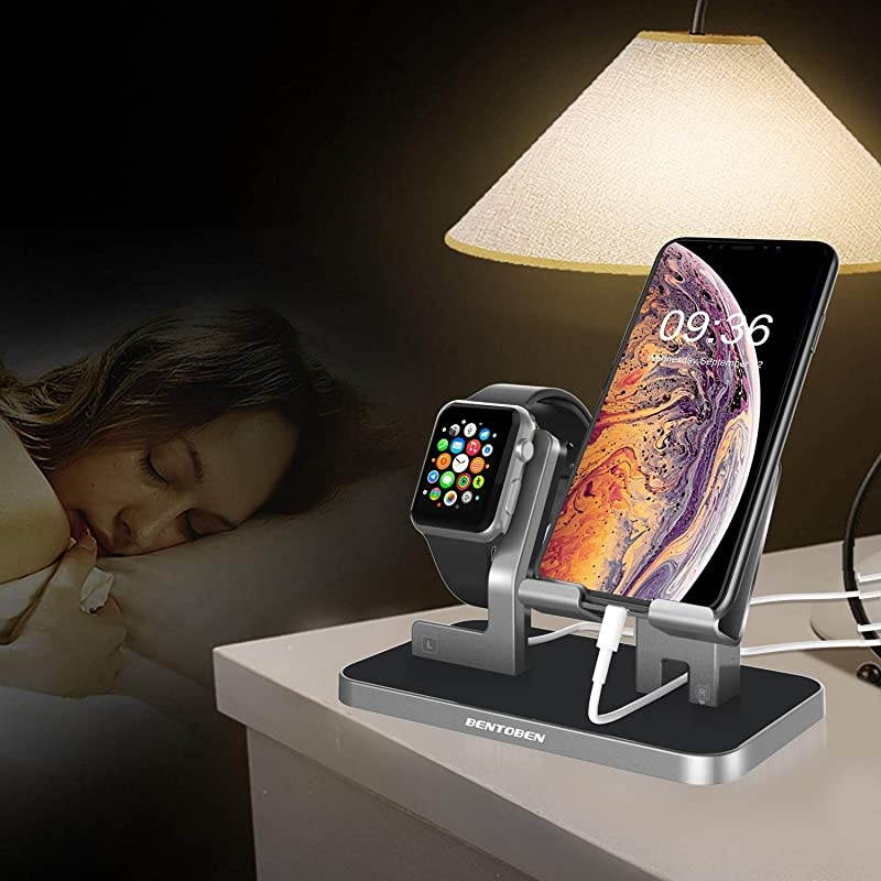 Cell Phone Stand Compatible with Apple Watch Universal Desktop Stand Holder for iWatch Series 54321 iPhone 11 Pro Max XS XR X 8 7 6S 6 Plus Space Gray