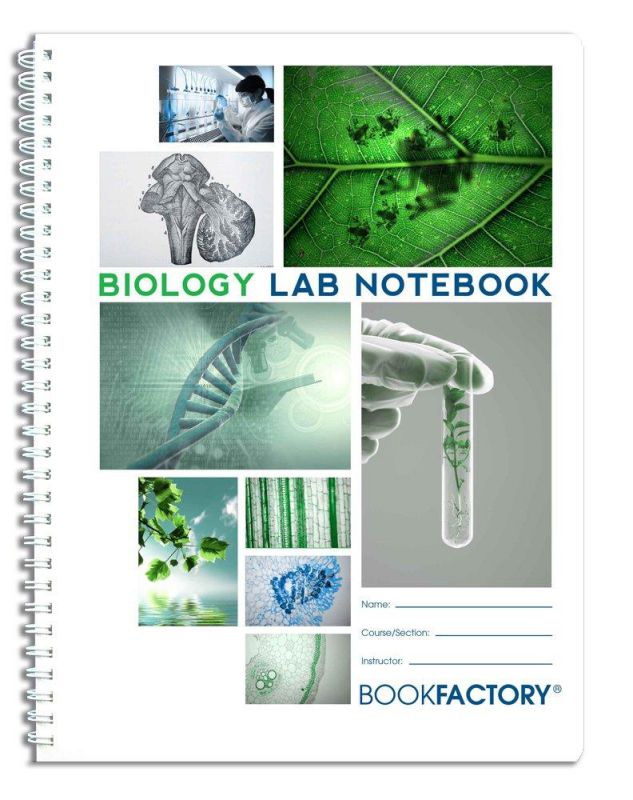 BookFactory Biology Lab Notebook - 50 Pages (8.5" X 11") - Scientific Grid Pages, Durable Translucent Cover, Wire-O Binding - Page Size: 8 .5&rdquo; x 11&rdquo; LAB-050-7GW (Biology))