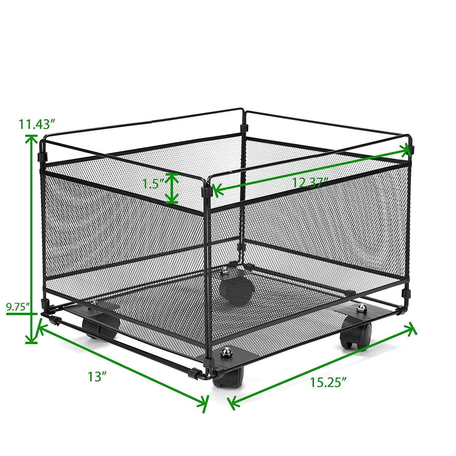 Mind Reader FILEROLL-BLK Portable Rolling Metal Mesh Box File, Document, Folder Sorter Organizer, Black
