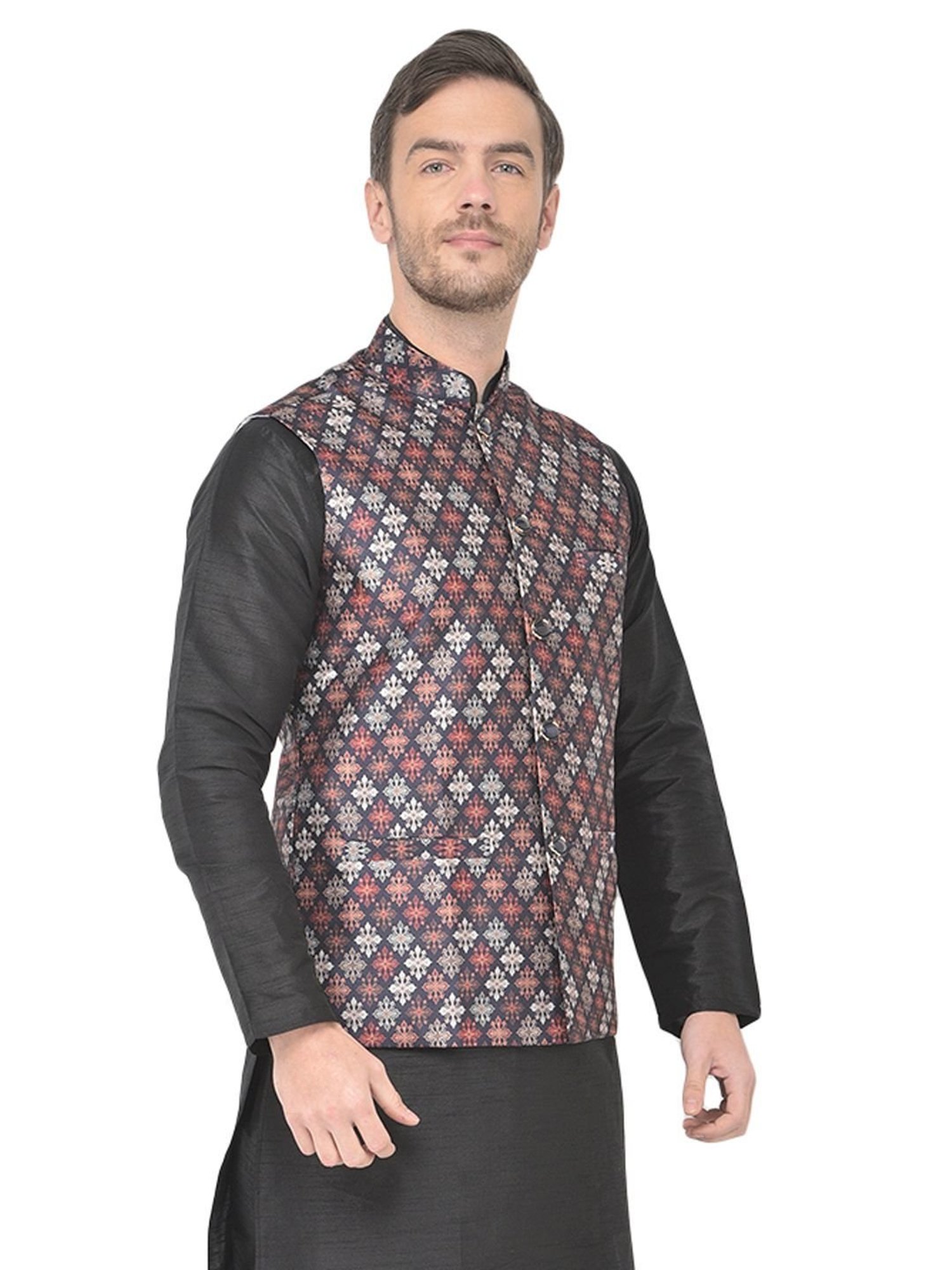 SG LEMAN Multi Regular Fit Printed Nehru Jacket