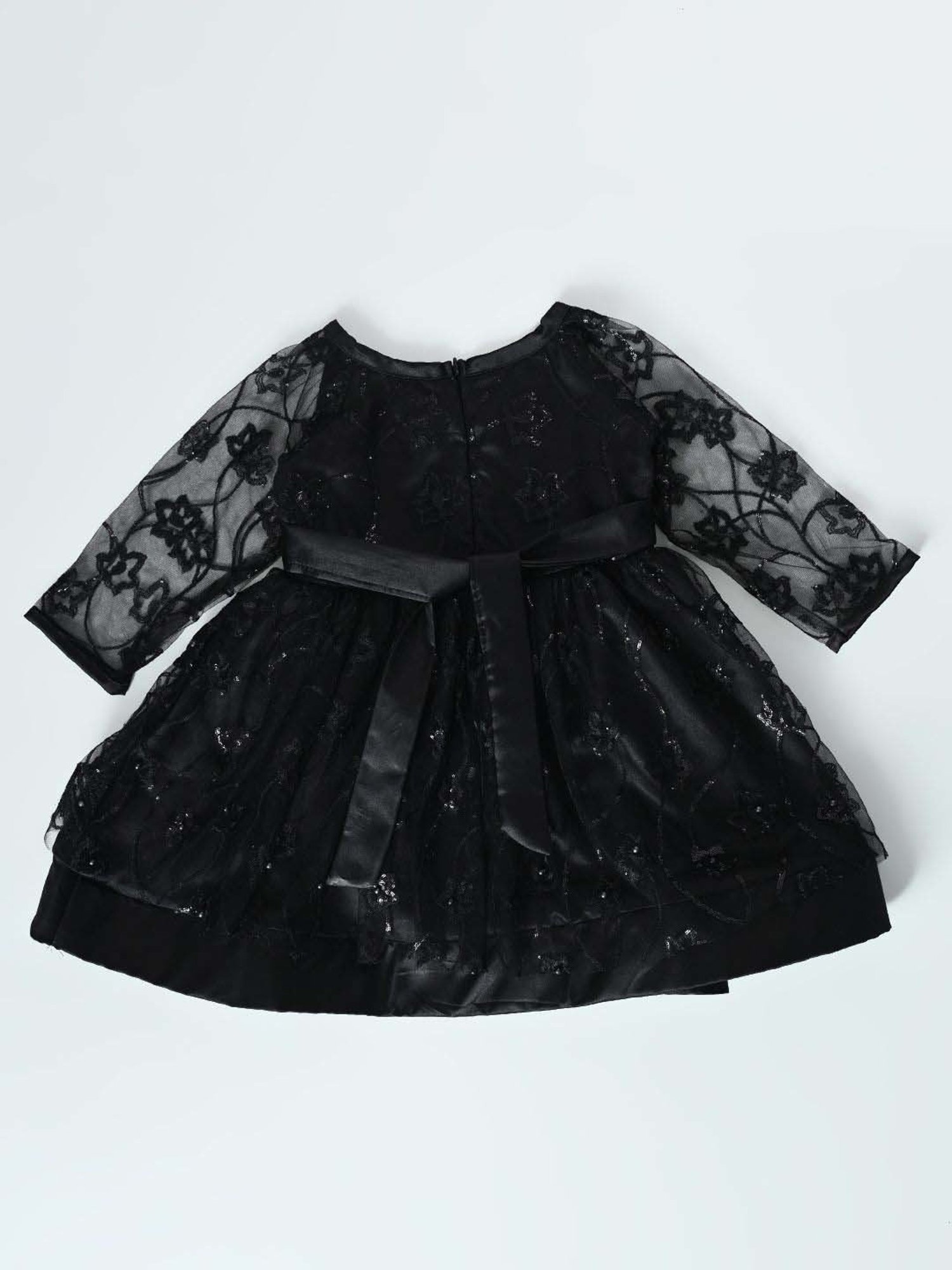 Bella Moda Kids Black Self Pattern Dress