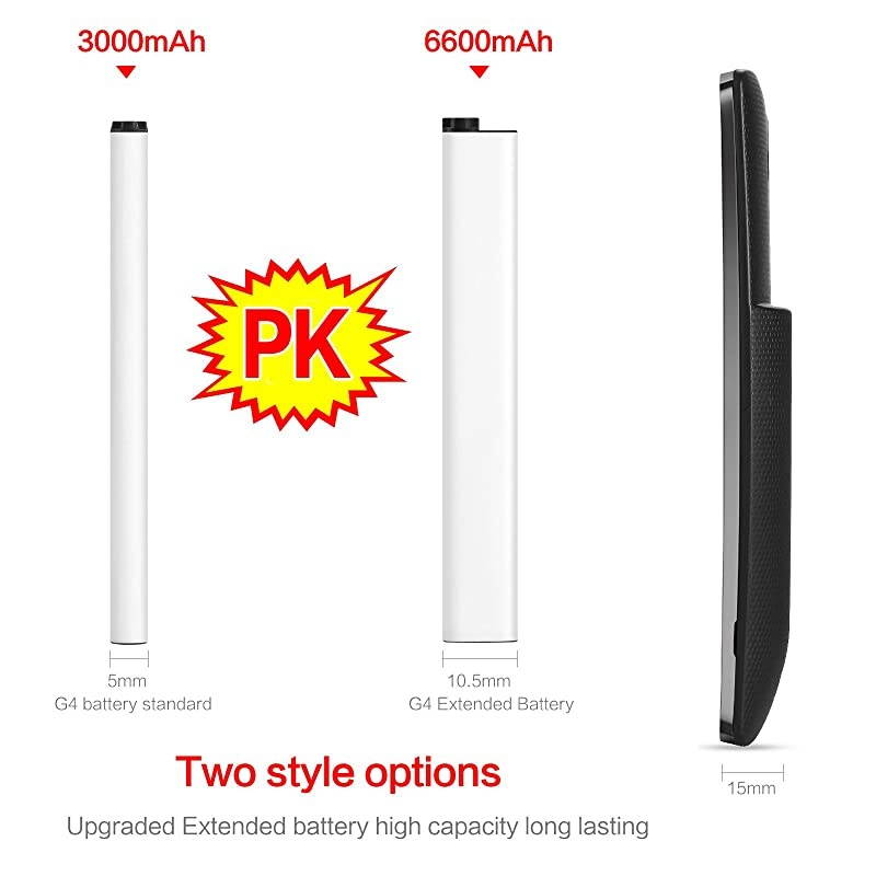 Battery for LG G4 6600mAh Replacement LG G4 Extended Battery BL51YF with Back Cover amp TPU Protective Case for H815 H812 H811 H810 VS986 VS999 US991 LS991 F500 Phone | LG G4 Battery