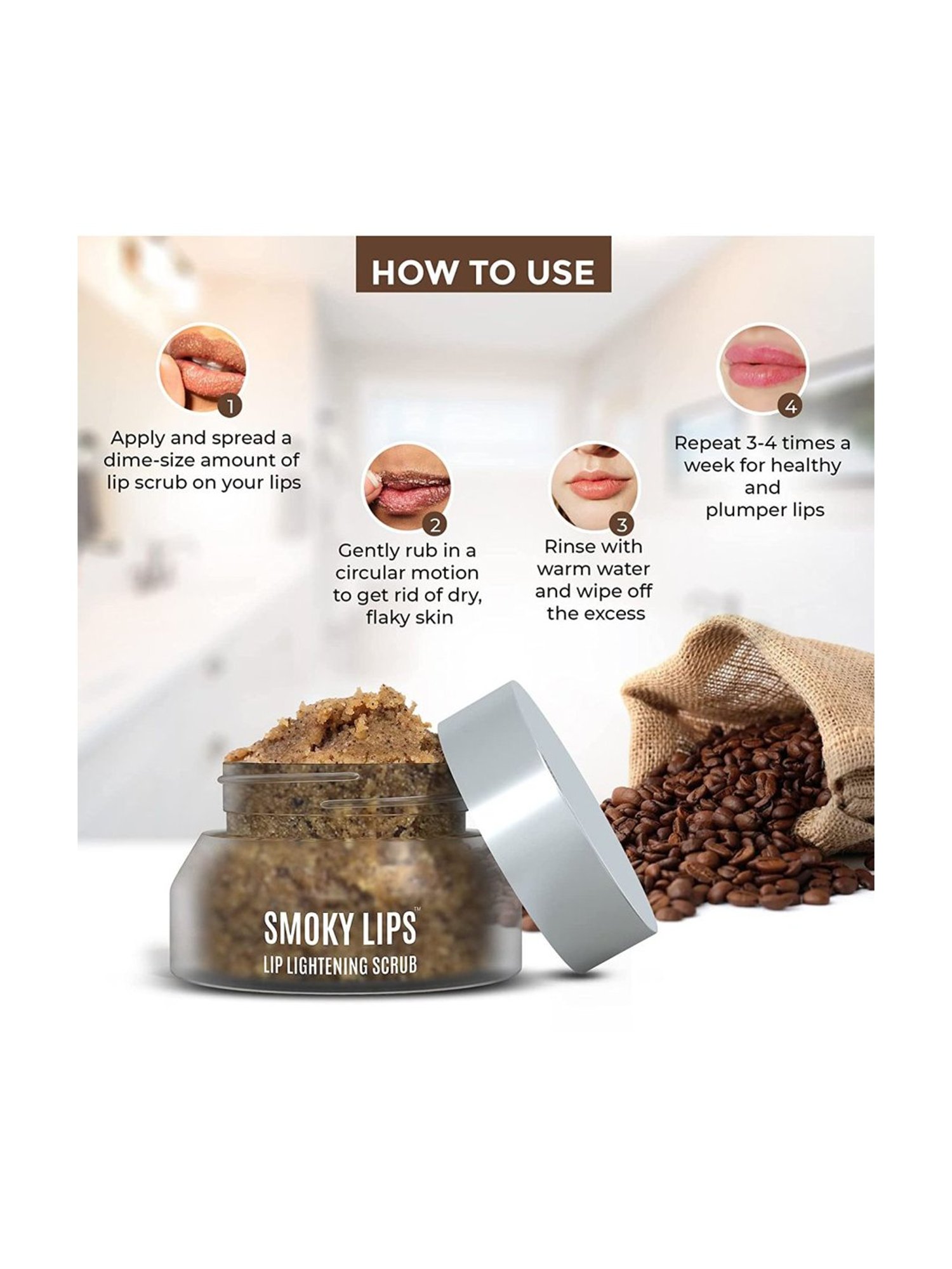 Cosmetofood Bioglam Smoky Lips Coffee Irish Lip Lightening Scrub For Moisturizes Lips - 15 gm