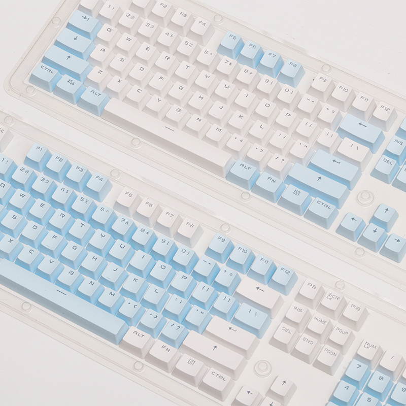 Royal Kludge RK 104 Durable PBT Keycaps Keycaps for Mechanical Keybpoard,High Translucency( Blue/White)