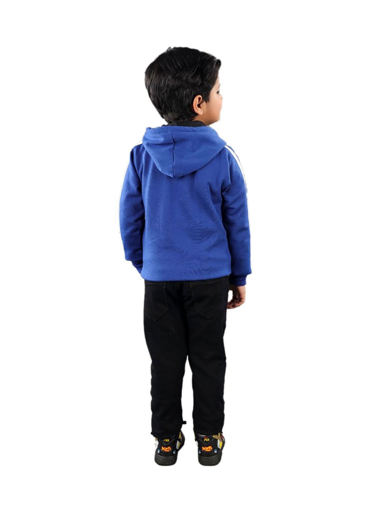 Ahhaaaa Kids Blue Solid Hoodie