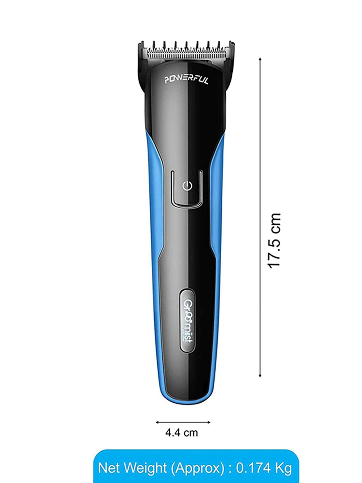Groomiist CS-42 Copper Series Cordless Beard Trimmer - 100 Min Runtime (Black and Blue)