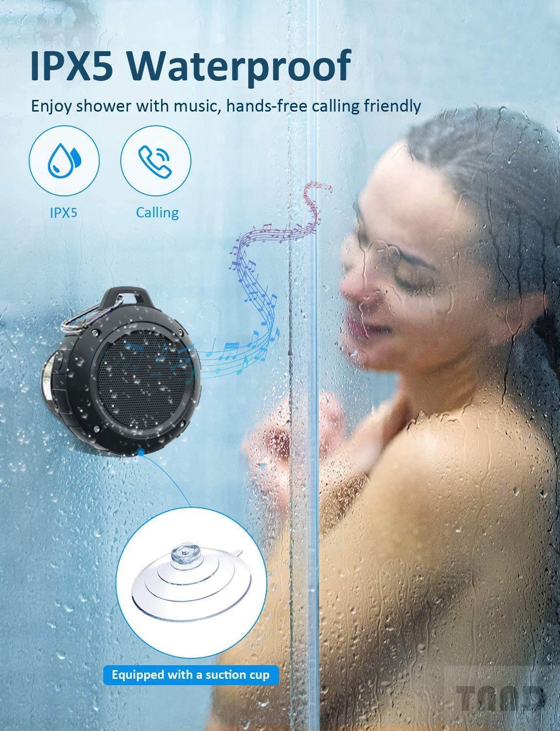 Outdoor waterproof Bluetooth speaker Wireless portable mini shower travel speaker with subwoofer, enhanced bass and built-in microphone, suitable for sports, swimming pool, beach, hiking and camping