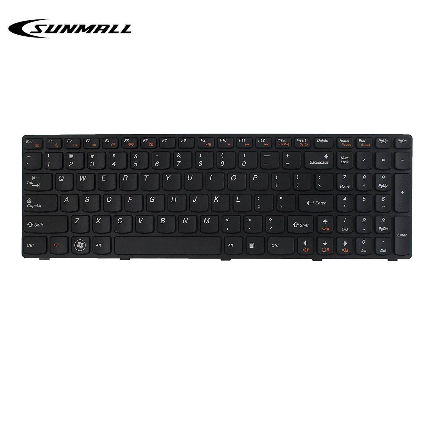 SUNMALL New Keyboard Replacement With Frame for IBM LenovoIdeapad G570 Z560 Z560A Z560G G575 G780 G770 Z565 Series Laptop/Notebook Black US Layout(6 Months Warranty)