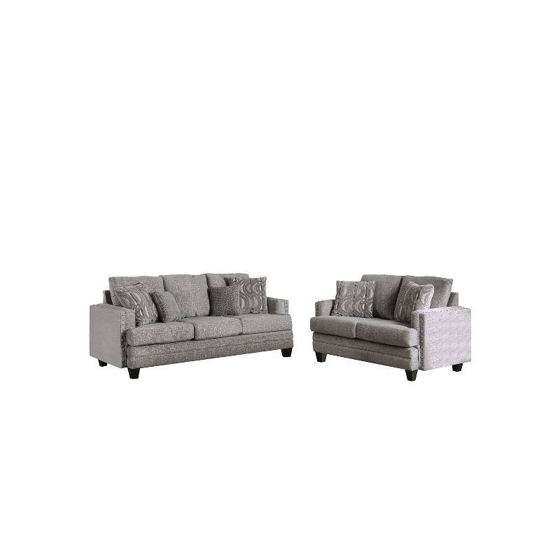 Faux Leather Accent Chair and Ottoman Charcoal Gray - EveryRoom