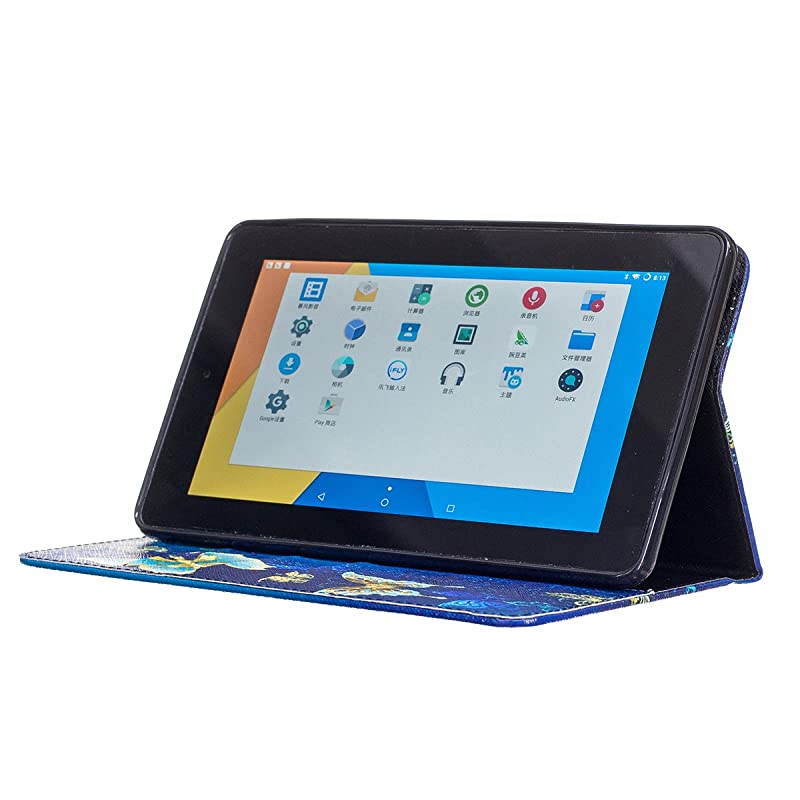 Case for Fire 7 2015  Kickstand Slim Fit Flip Cover with Card Slots Cash Holder Protective Case for  Kindle Fire 7 Display 5th Generation 2015 Release Gold Butterfly