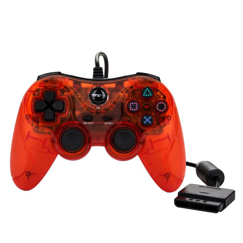 TTX Tech Wired Controller Compatible with PS2/PS1, Red