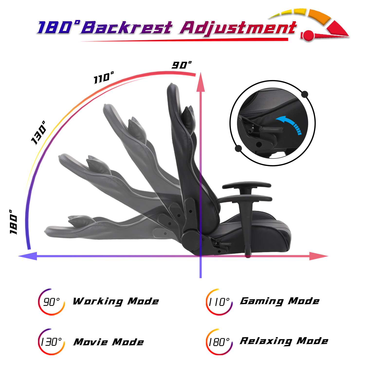 Racing Style Ergonomic Computer Gaming Chair Massage Chair with High-Back Swivel PU Leather, Seat Height Adjustable, and Lumbar & Head Support