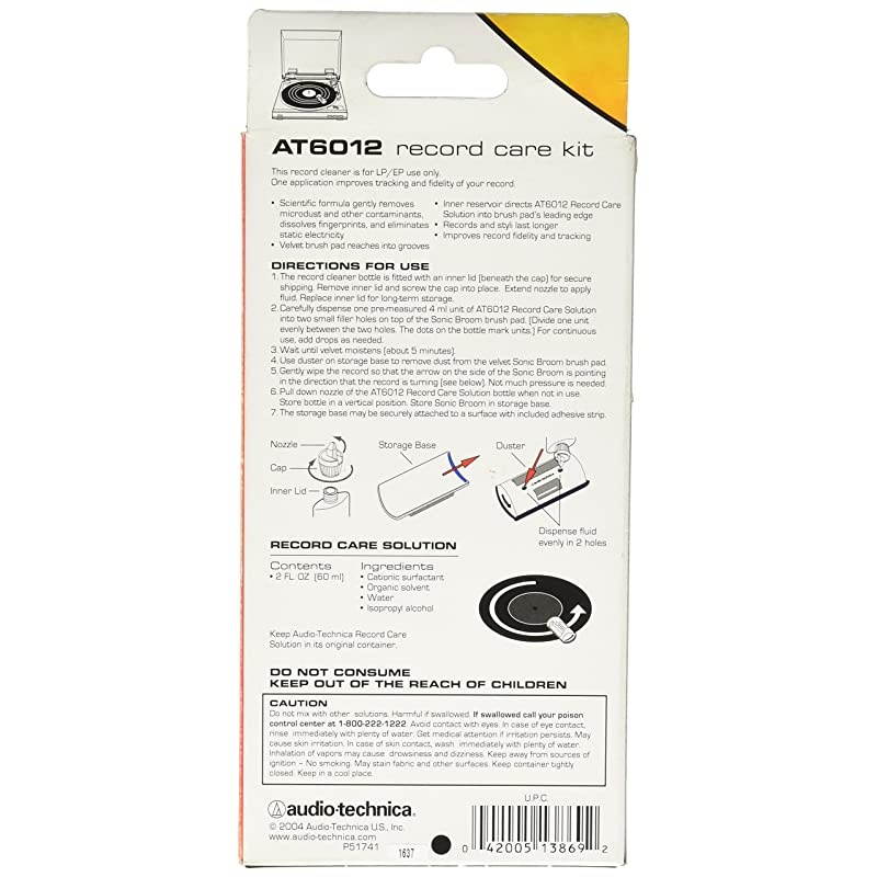 AT6012 Record Care Kit with Record Care Solution, Brush Pad, Storage Base, and Adhesive Tape